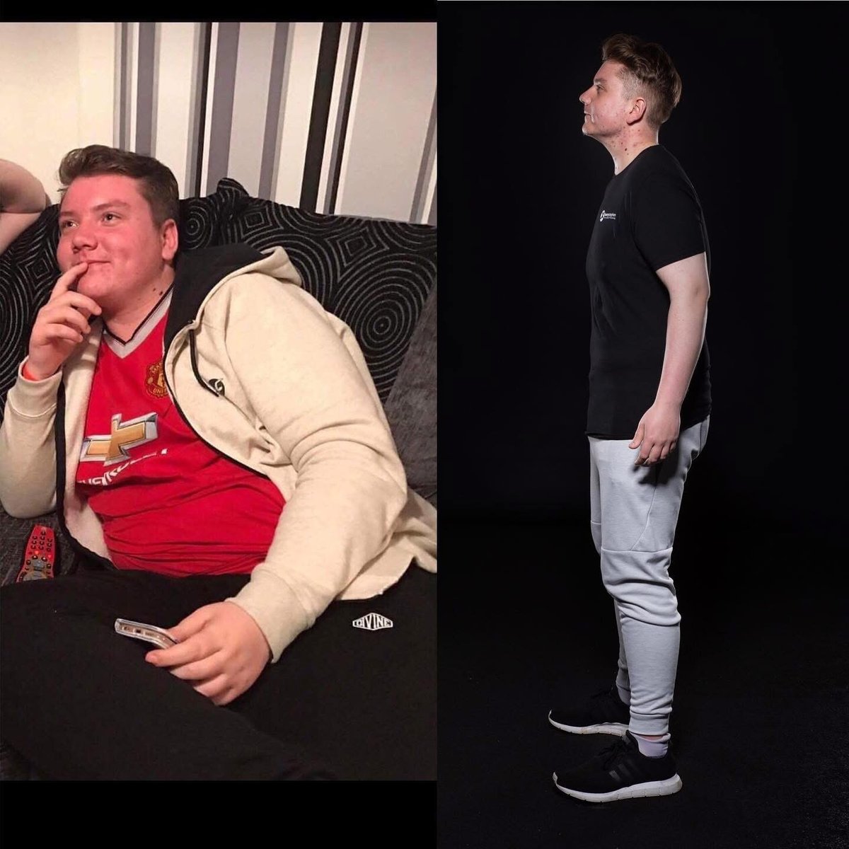 young male showing great weight loss